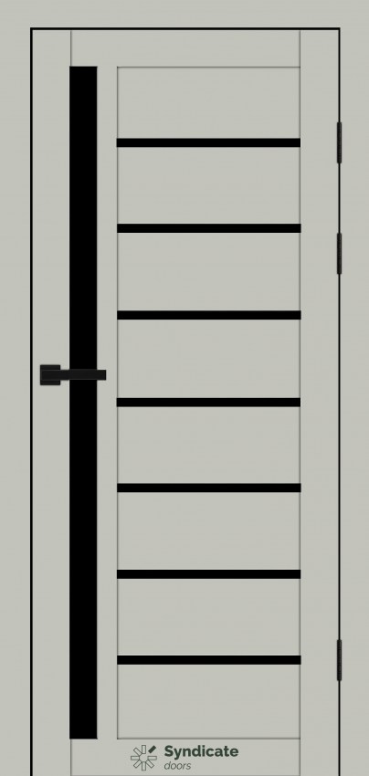 Двери Syndicat Doors PVC 101 Эмалия Гриджо чёрное стекло